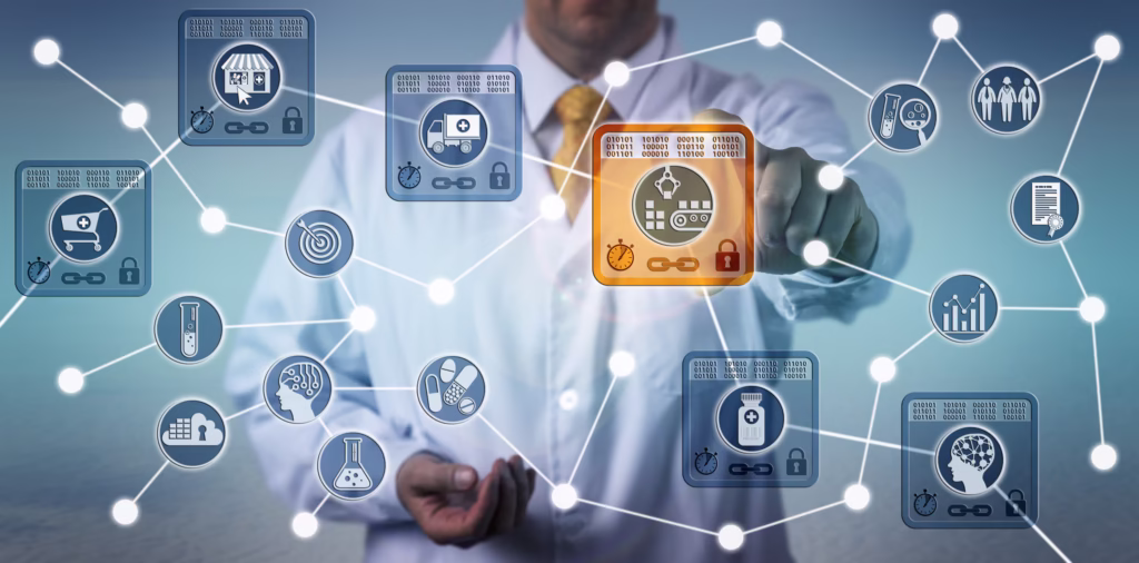 Patient dashboard interface to control health data access via blockchain