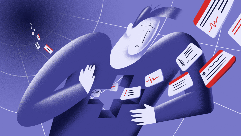 Doctor in an emergency room unable to access critical patient records.