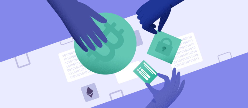 Blockchain healthcare data marketplace illustration